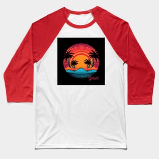 Retro Sunset Rays Wavy Shirt Baseball T-Shirt